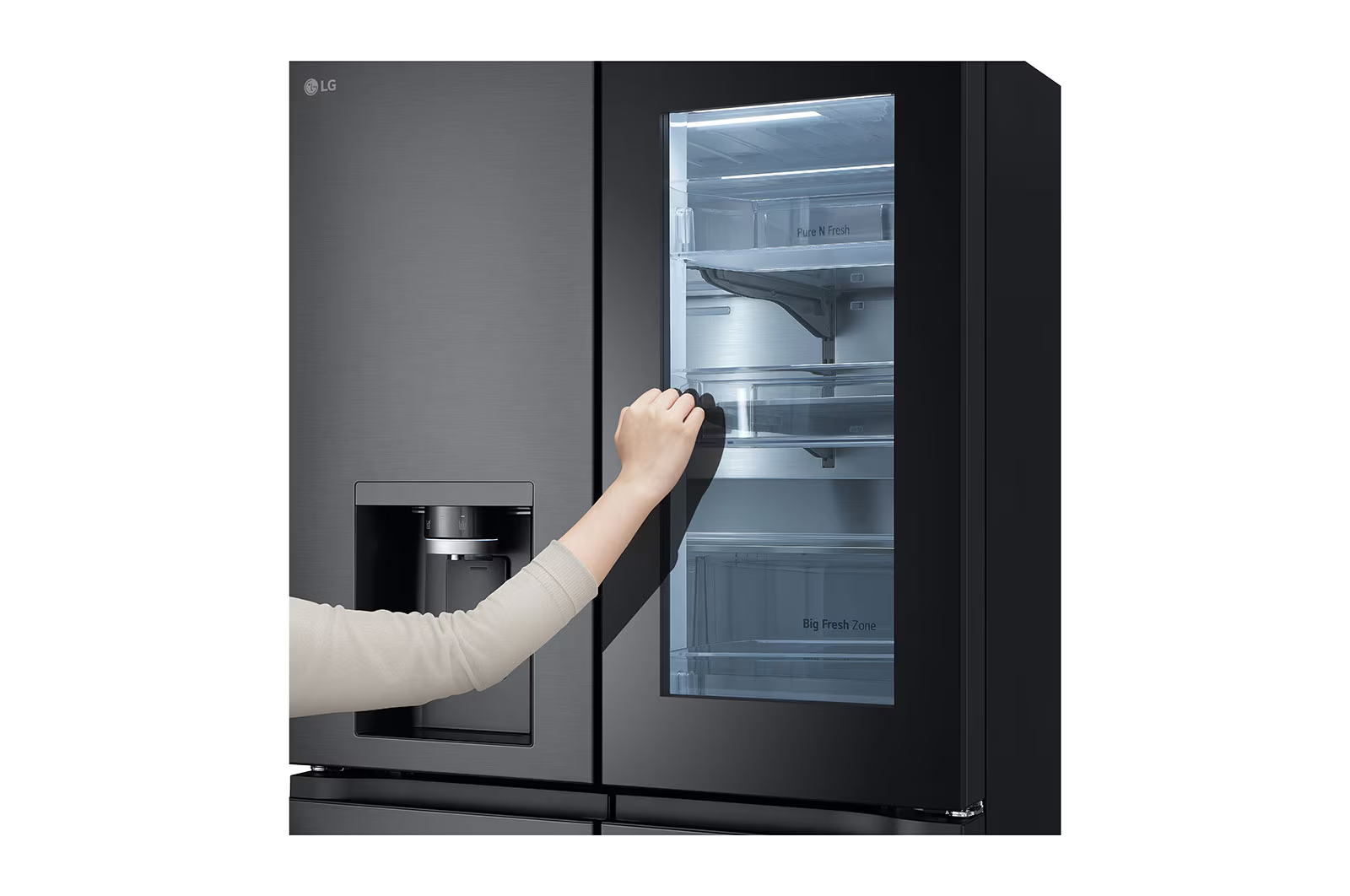 LG Frizider GMG960EVEE InstaView™ hladnjak s četiri vrata, DoorCooling⁺™, Craft Ice™ i ThinQ™ tehnologija, kapacitet 638L slika 7